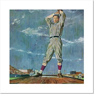 Vintage Sports Baseball, Pitcher on the Pitching Mound Posters and Art